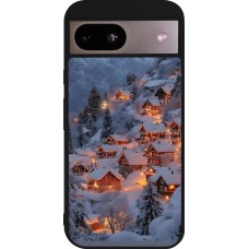 Google Pixel 8a Case Hülle - Silikon schwarz Winter 25 Winter snowy village