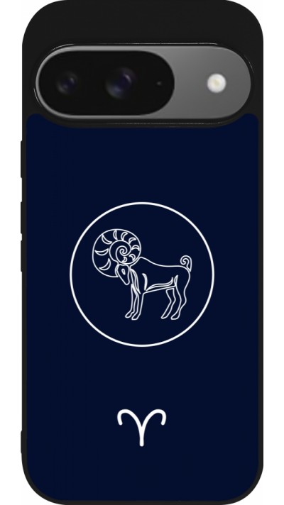 Google Pixel 9 / Pixel 9 Pro Case Hülle - Silikon schwarz Astrologie Widder