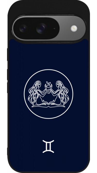 Google Pixel 9 / Pixel 9 Pro Case Hülle - Silikon schwarz Astrologie Zwillinge