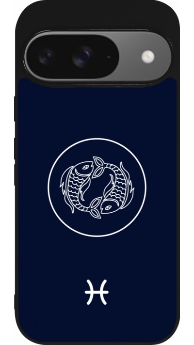 Google Pixel 9 / Pixel 9 Pro Case Hülle - Silikon schwarz Astrologie Fische