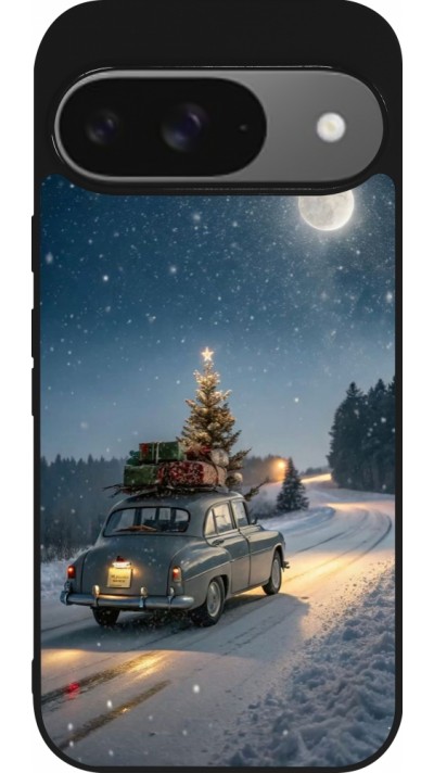 Google Pixel 9 / Pixel 9 Pro Case Hülle - Silikon schwarz Christmas 25 Car with Tree Xmas