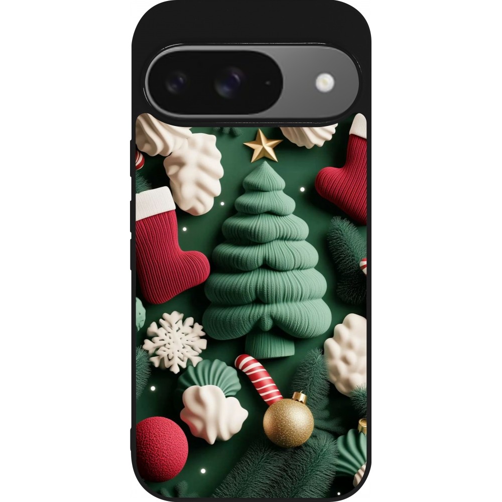 Google Pixel 9 / Pixel 9 Pro Case Hülle - Silikon schwarz Christmas 25 Christmas textiles