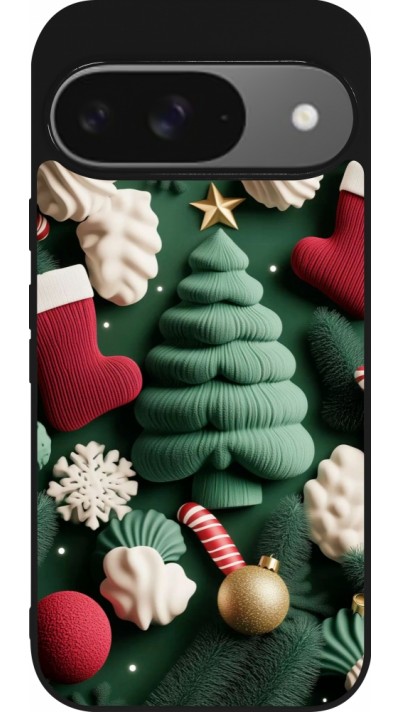 Google Pixel 9 / Pixel 9 Pro Case Hülle - Silikon schwarz Christmas 25 Christmas textiles