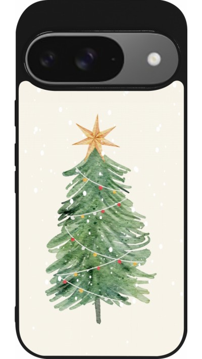 Google Pixel 9 / Pixel 9 Pro Case Hülle - Silikon schwarz Christmas 25 Sketch Tree