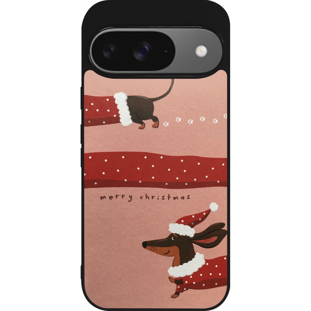 Google Pixel 9 / Pixel 9 Pro Case Hülle - Silikon schwarz Christmas 25 Teckel Merry Xmas
