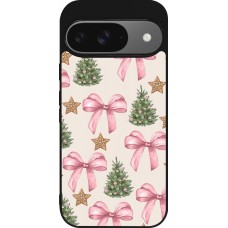 Google Pixel 9 / Pixel 9 Pro Case Hülle - Silikon schwarz Christmas 25 Vintage Ribbons