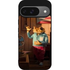 Google Pixel 9 / Pixel 9 Pro Case Hülle - Silikon schwarz Dancing frog DTMF