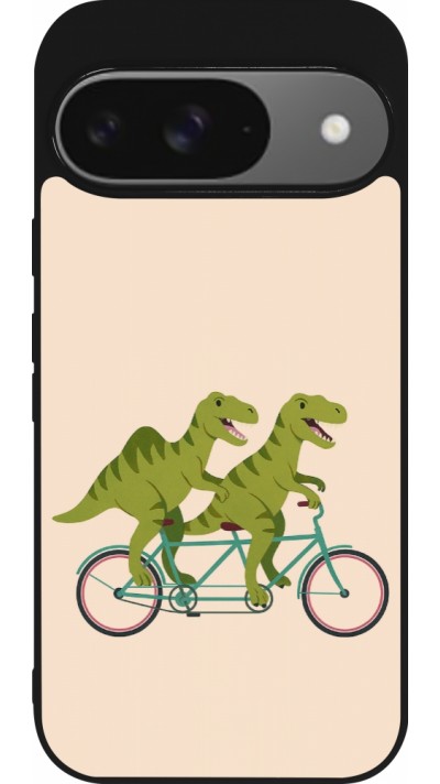 Google Pixel 9 / Pixel 9 Pro Case Hülle - Silikon schwarz Dinosaurs on bikes 2026