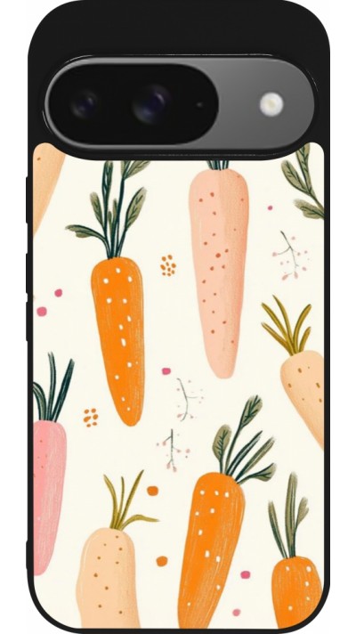 Google Pixel 9 / Pixel 9 Pro Case Hülle - Silikon schwarz Easter 2026 Illustration carrots