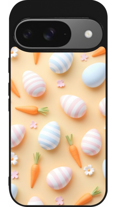 Google Pixel 9 / Pixel 9 Pro Case Hülle - Silikon schwarz Easter 2026 Pattern Easter