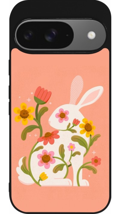 Google Pixel 9 / Pixel 9 Pro Case Hülle - Silikon schwarz Easter 2026 Rabbit collage