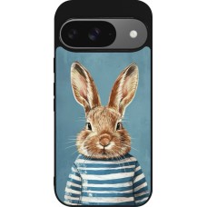 Google Pixel 9 / Pixel 9 Pro Case Hülle - Silikon schwarz Easter 2026 Rabbit navy