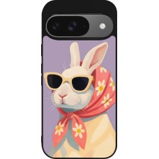 Google Pixel 9 / Pixel 9 Pro Case Hülle - Silikon schwarz Easter 2026 Rabbit with scarf