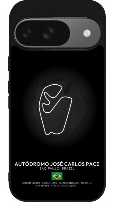 Google Pixel 9 / Pixel 9 Pro Case Hülle - Silikon schwarz F1 Track 2025 Brazil