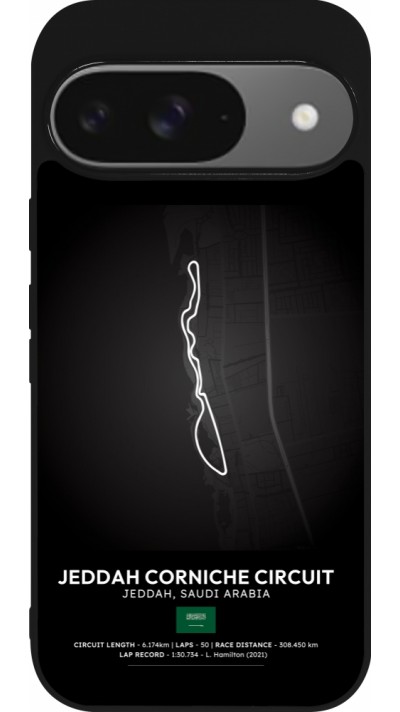 Google Pixel 9 / Pixel 9 Pro Case Hülle - Silikon schwarz F1 Track 2025 Saudi Arabia