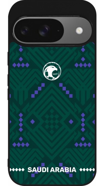 Google Pixel 9 / Pixel 9 Pro Case Hülle - Silikon schwarz Saudi Arabien 2026 personalisierbares Fussballtrikot