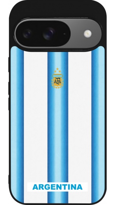 Google Pixel 9 / Pixel 9 Pro Case Hülle - Silikon schwarz Argentinien 2026 personalisierbares Fussballtrikot