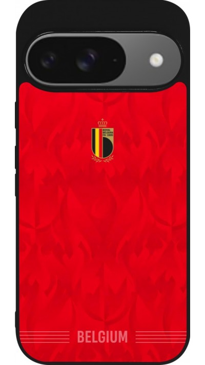 Google Pixel 9 / Pixel 9 Pro Case Hülle - Silikon schwarz Belgien 2026 personalisierbares Fussballtrikot