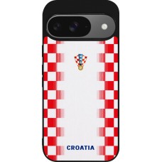 Google Pixel 9 / Pixel 9 Pro Case Hülle - Silikon schwarz Kroatien 2026 personalisierbares Fussballtrikot
