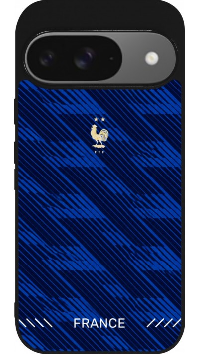 Google Pixel 9 / Pixel 9 Pro Case Hülle - Silikon schwarz Frankreich 2026 personalisierbares Fussballtrikot