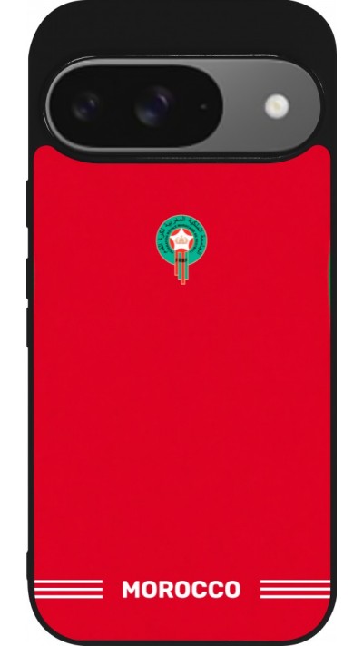 Google Pixel 9 / Pixel 9 Pro Case Hülle - Silikon schwarz Marokko 2026 personalisierbares Fussballtrikot
