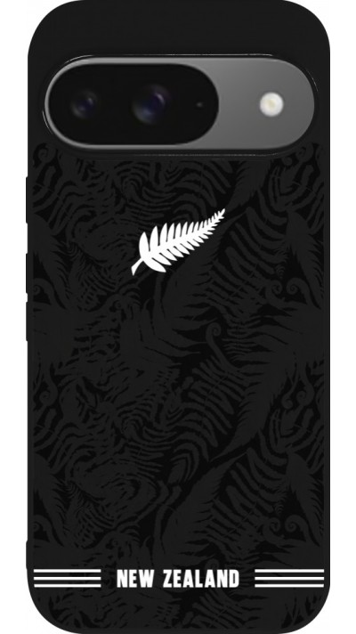 Google Pixel 9 / Pixel 9 Pro Case Hülle - Silikon schwarz Neuseeland 2026 personalisierbares Fussballtrikot