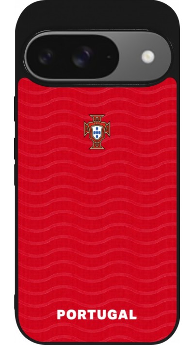 Google Pixel 9 / Pixel 9 Pro Case Hülle - Silikon schwarz Portugal 2026 personalisierbares Fussballtrikot