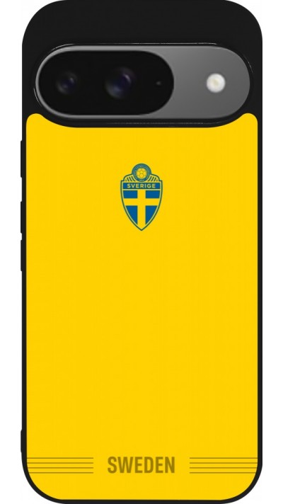 Google Pixel 9 / Pixel 9 Pro Case Hülle - Silikon schwarz Schweden 2026 personalisierbares Fussballtrikot