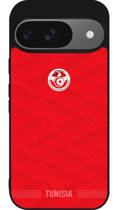 Google Pixel 9 / Pixel 9 Pro Case Hülle - Silikon schwarz Tunesien 2026 personalisierbares Fussballtrikot