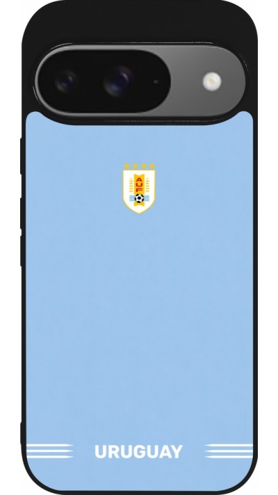 Google Pixel 9 / Pixel 9 Pro Case Hülle - Silikon schwarz Uruguay 2026 personalisierbares Fussballtrikot