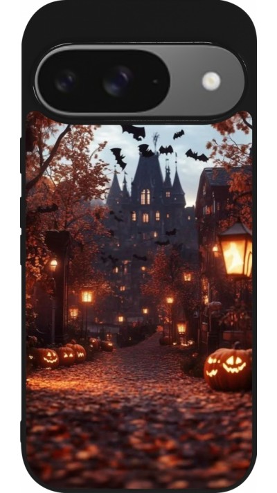 Google Pixel 9 / Pixel 9 Pro Case Hülle - Silikon schwarz Halloween 2025 Haunted house