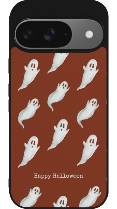 Google Pixel 9 / Pixel 9 Pro Case Hülle - Silikon schwarz Halloween 2025 Pattern of ghosts