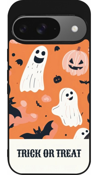 Google Pixel 9 / Pixel 9 Pro Case Hülle - Silikon schwarz Halloween 2025 Trick treat