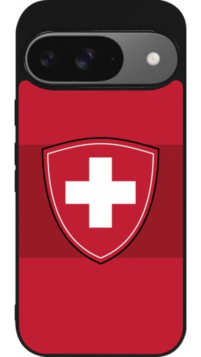 Google Pixel 9 / Pixel 9 Pro Case Hülle - Silikon schwarz Hockey World Championship Ecusson Suisse