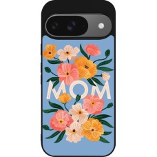 Google Pixel 9 / Pixel 9 Pro Case Hülle - Silikon schwarz Mom 2026 Flowers