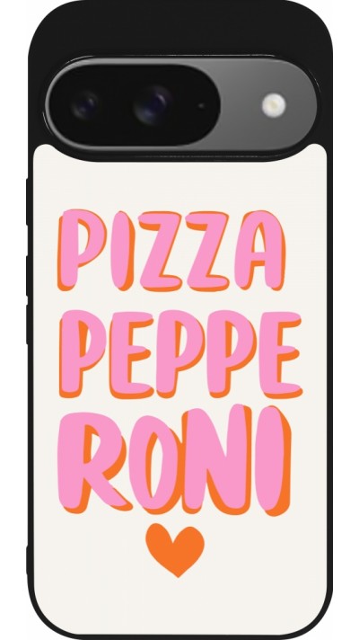 Google Pixel 9 / Pixel 9 Pro Case Hülle - Silikon schwarz Pizza pepperoni 2026