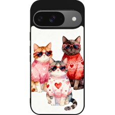 Google Pixel 9 / Pixel 9 Pro Case Hülle - Silikon schwarz Saint Valentines Day 26 Cat Love