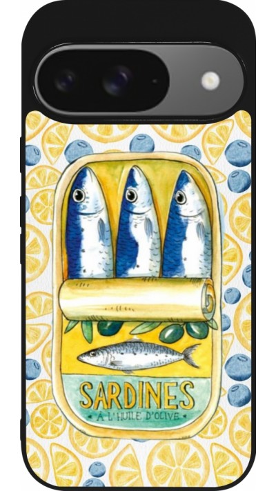 Google Pixel 9 / Pixel 9 Pro Case Hülle - Silikon schwarz Sardines in oil 2026