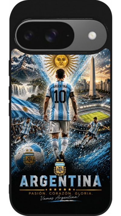 Google Pixel 9 / Pixel 9 Pro Case Hülle - Silikon schwarz Fussball Argentinien splash 2026