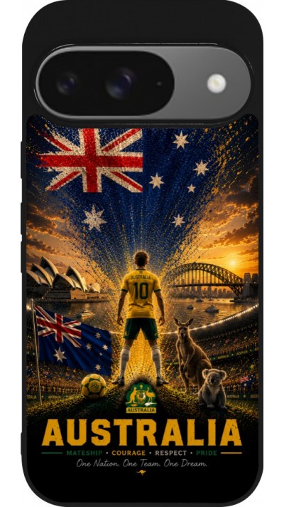 Google Pixel 9 / Pixel 9 Pro Case Hülle - Silikon schwarz Fussball Australien splash 2026