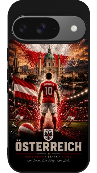Google Pixel 9 / Pixel 9 Pro Case Hülle - Silikon schwarz Fussball Österreich splash 2026