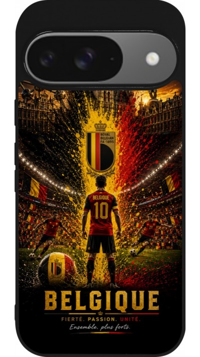 Google Pixel 9 / Pixel 9 Pro Case Hülle - Silikon schwarz Fussball Belgien splash 2026
