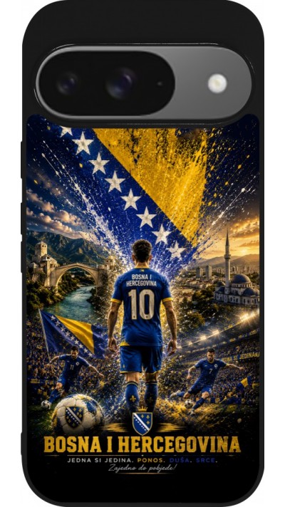 Google Pixel 9 / Pixel 9 Pro Case Hülle - Silikon schwarz Fussball Bosnien und Herzegowina splash 2026