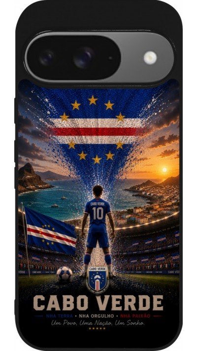 Google Pixel 9 / Pixel 9 Pro Case Hülle - Silikon schwarz Fussball Kap Verde splash 2026