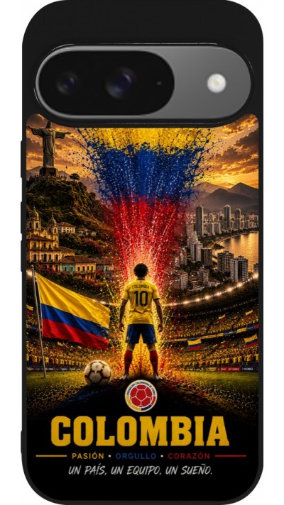 Google Pixel 9 / Pixel 9 Pro Case Hülle - Silikon schwarz Fussball Kolumbien splash 2026