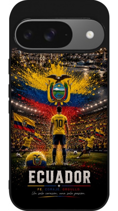 Google Pixel 9 / Pixel 9 Pro Case Hülle - Silikon schwarz Fussball Ecuador splash 2026