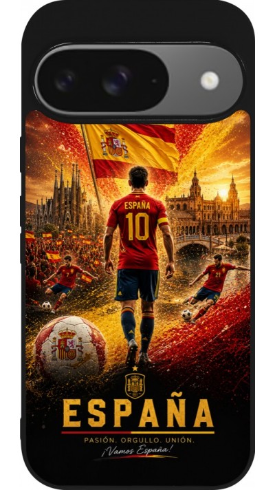Google Pixel 9 / Pixel 9 Pro Case Hülle - Silikon schwarz Fussball Espanien splash 2026