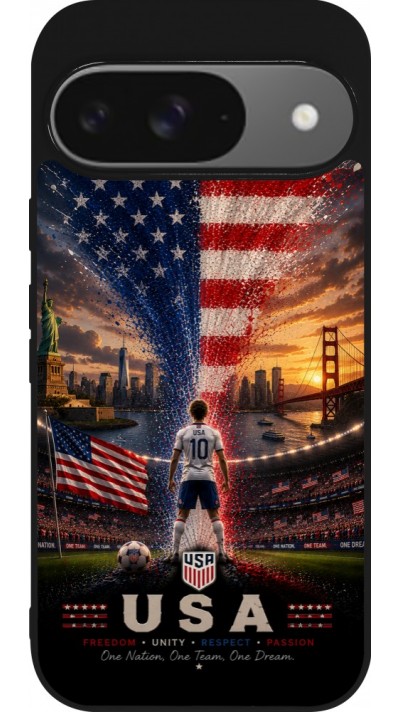 Google Pixel 9 / Pixel 9 Pro Case Hülle - Silikon schwarz Fussball Vereinigten Staaten splash 2026