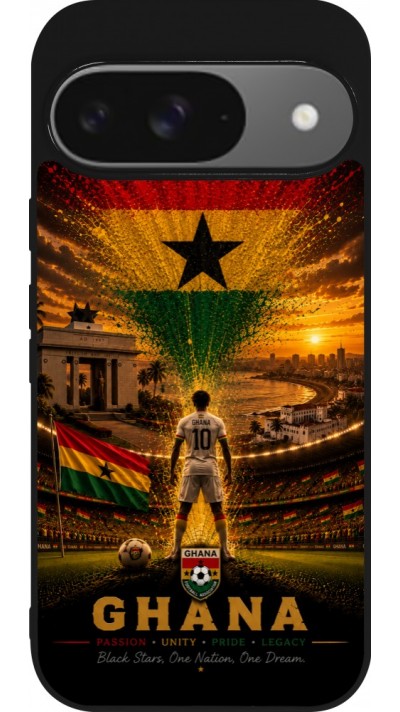 Google Pixel 9 / Pixel 9 Pro Case Hülle - Silikon schwarz Fussball Ghana splash 2026