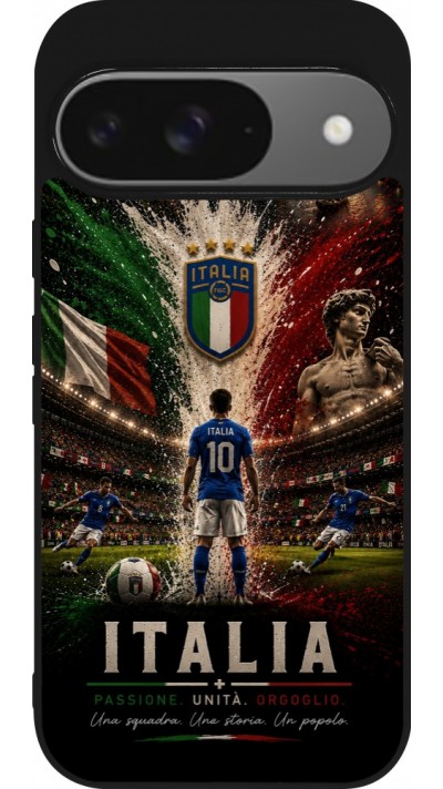 Google Pixel 9 / Pixel 9 Pro Case Hülle - Silikon schwarz Fussball Italien splash 2026